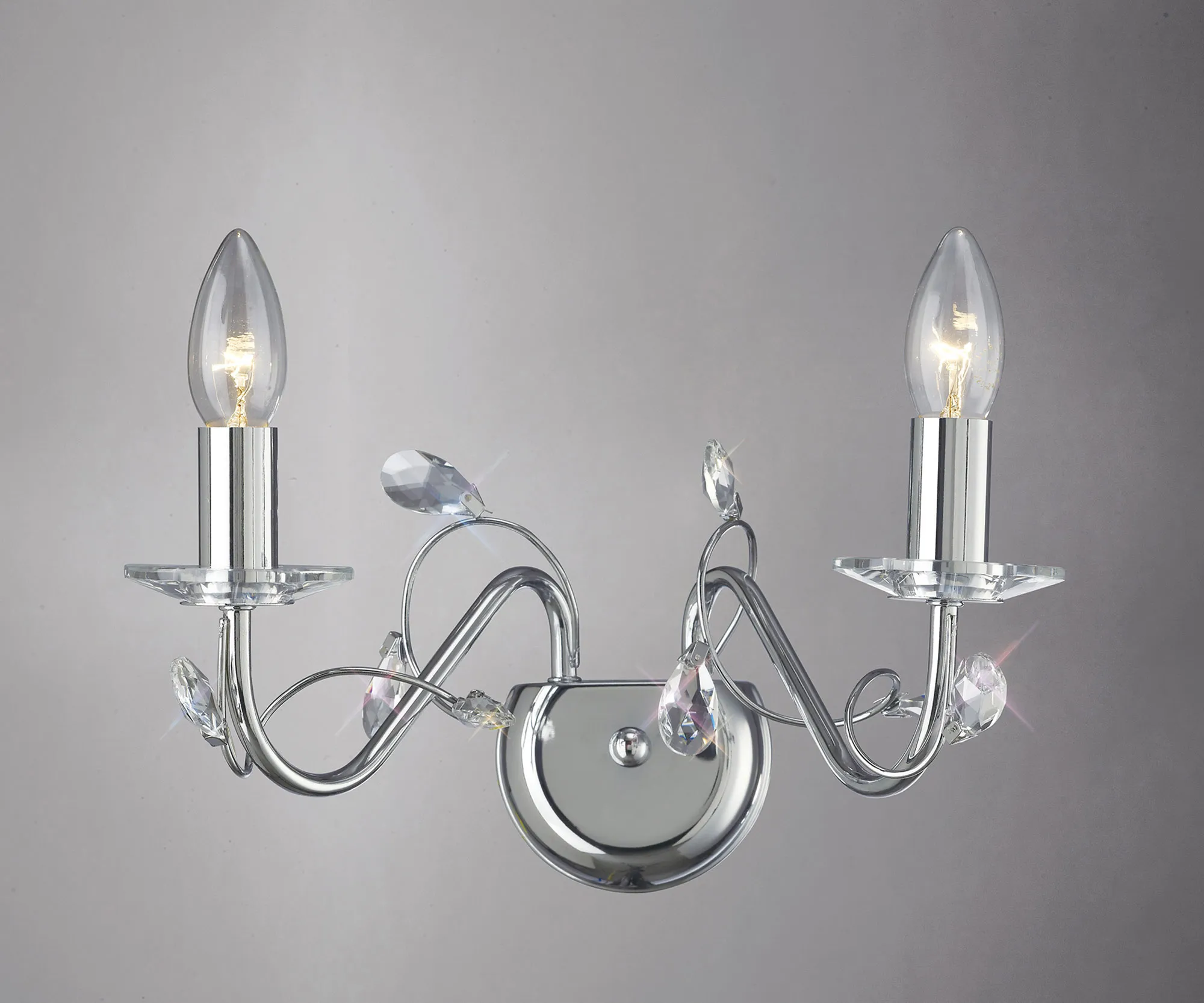 IL31212  Willow Crystal Wall Lamp 2 Light Without Shade Polished Chrome